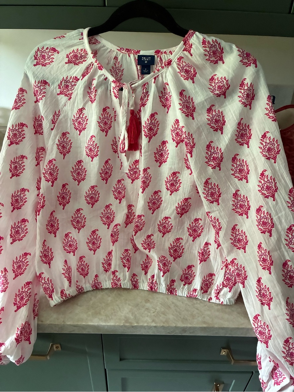 Roller Rabbit White Blouse with Pink Floral Print
